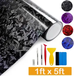 1ft x 5ft Forged Carbon Fiber Vinyl Wrap, High Gloss Car Wrap Vinyl Roll, Auto DIY Decal Film Sheet with Air Release Technology, Self-Adhesive Car Wrapping
