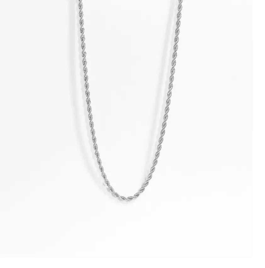 18K White Gold Rope Chain Plated Stainless Steel