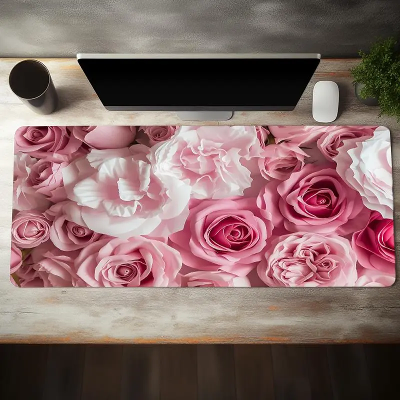 Floral Pattern Mouse Pad, Rectangle Gaming Mouse Pad, Office Desk ...
