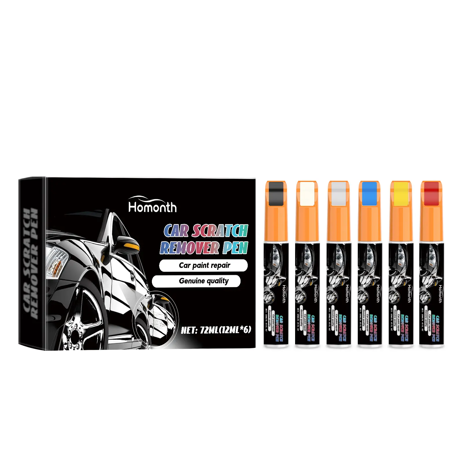 Homonth Car Scratch Repair Paint Pen 6-Color Kit Car Paint Scratch Repair Refurbishment Touch-Up Pen