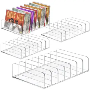 CD Holder 4 Pack Clear Acrylic CD Organizers CD Display Rack Holds up to 14 Standard CD Cases for Media Shelf Storage and Organization