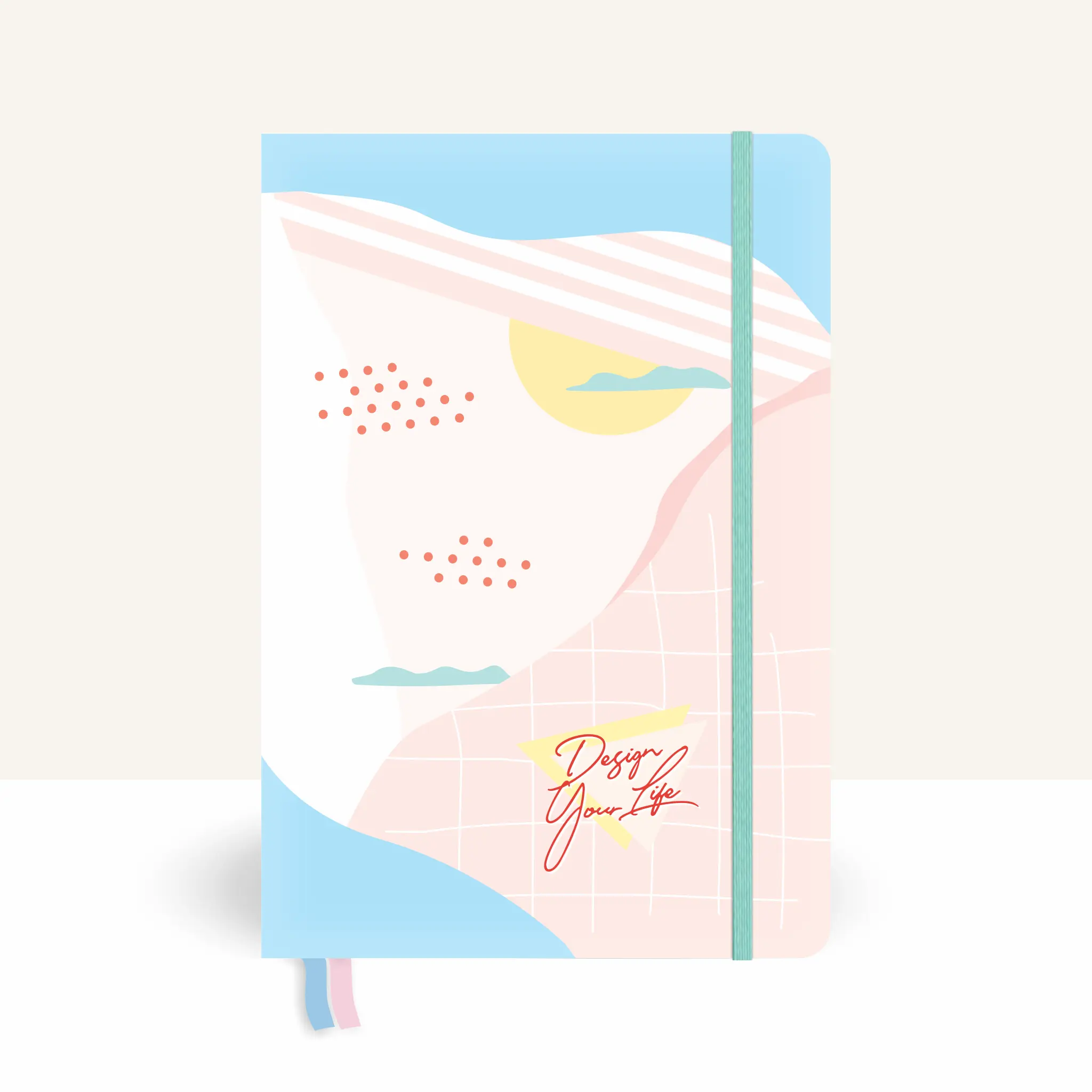 Fields Cover - A5 Planner Cover with Pockets - pastel, abstract, aesthetic, pink, blue, journal cover