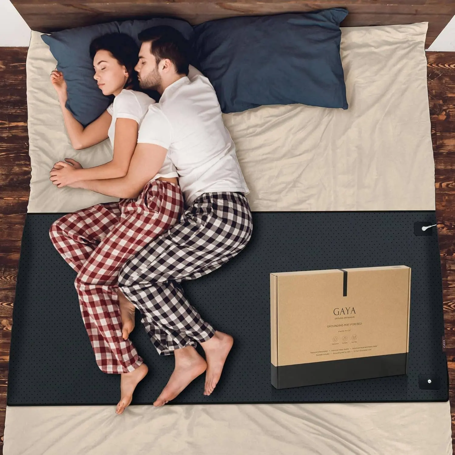King Size Rectangular Grounding Bed Mat with Conductive Leather Layer - Mattress Topper Sleep Aid, Relieves Stress, Natural Pain Relief, Reduces Inflammation, Wellness Gift