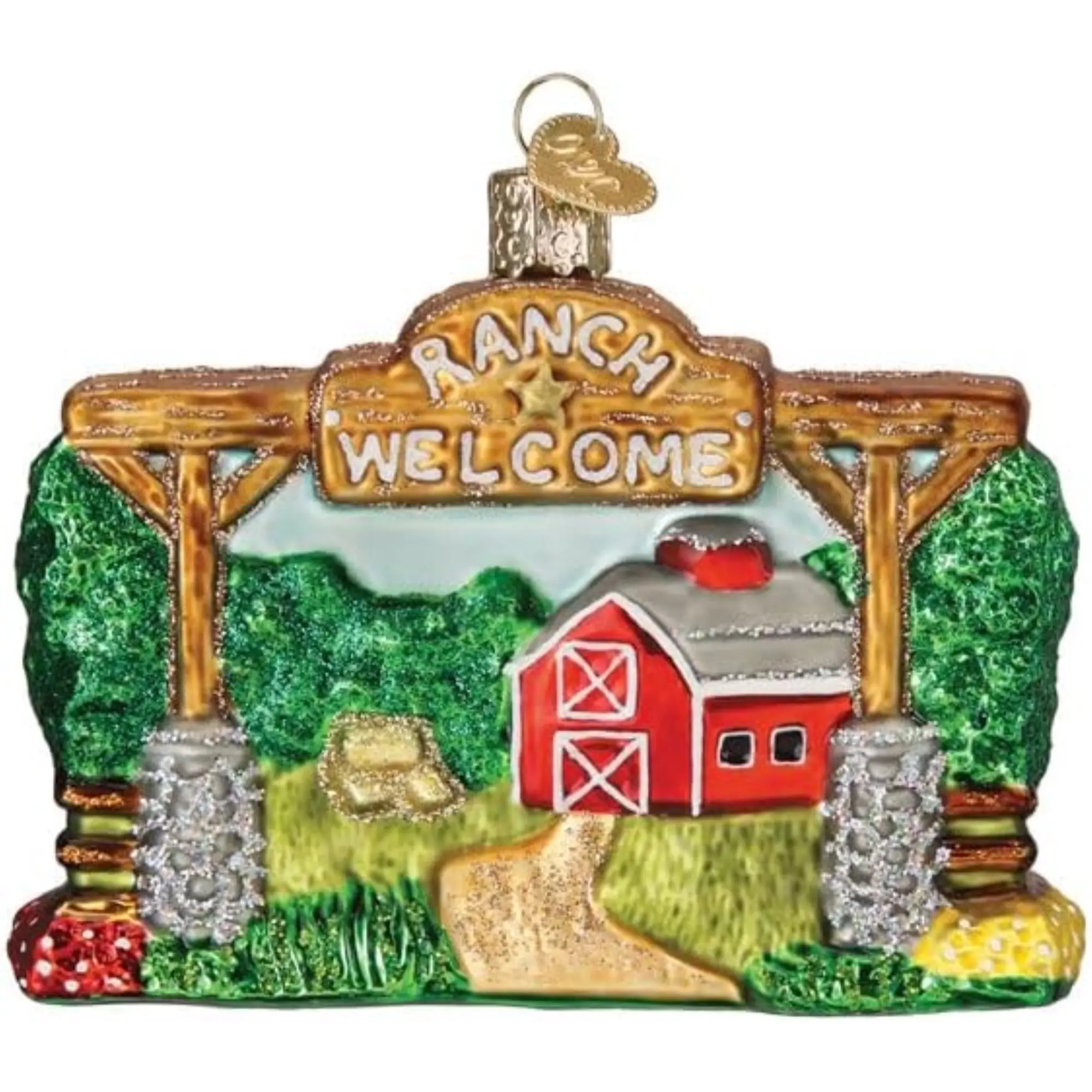 Old World Christmas Blown Glass Ornament for Christmas Tree, Our Ranch (with OWC Gift Box)
