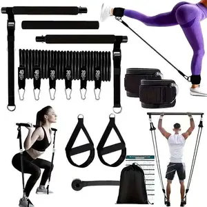 14-in-1 Pilates Bar Kit with 6 Resistance Bands (Up to 180LB), Multifunctional Fitness Bar for Home Pilates, Yoga & Stretch Training, Home Pilates Equipment