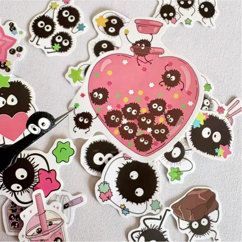 50pcs Cute Movie Soot Waterproof Sticker Pack for Laptop, Water Bottle, Bento Box, Suitcase, Car – Kawaii Decor
