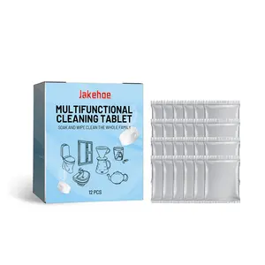 Jakehoe Multifunctional Cleaning Tablet - 12 Pcs Heavy Oil Stain Cleaner for Kitchenware & Stove - Sodium Dodecyl Sulfate Formula for Quick Decontamination & Polishing - Household