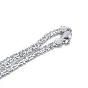 Flat Byzantine 925 Silver Chain •Byzantine Link Necklace •Flat Woven Silver Necklace  •Unisex Silver Chain