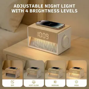 Sleep White Noise Alarm Clock with Wireless Charging 20 Sounds Dual Alarm Snooze Dimmable Display Knob Control for Bedroom Perfect Sleep Gifts