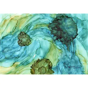 Carolines Treasures 8952PLMT Abstract In Teal Flowers Fabric Placemat