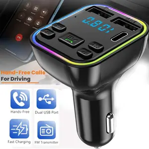 FM Transmitter Car Bluetooth Adapter, with 2 USB Charging, Audio Receiver Car Charger MP3 Player, LED Display Hands-Free Calling Support U Disk & TF Card,fun car accessories,car accessories,car essentials