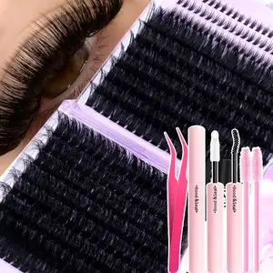 130D DIY Eyelash Clusters, Eyelash Extensions Kit, False Lashes, 400Pcs Fluffy Thick Clusters with Bond & Seal, Tweezer and 2 Brushes, Individual Cluster Lashes, D Curl, Mixed Lengths 10-18mm, Wispy Dramatic Lash, Everyday & Special Events