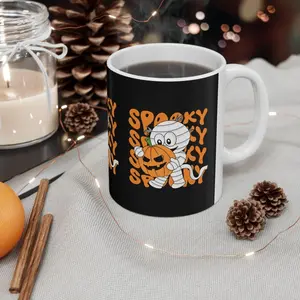 [Sale Up To 50%] Spooky Halloween Ceramic Mug - Perfect Gift for Pumpkin Lovers, Autumn Decor, Trick or Treat, Halloween Party, Cozy Vibes, Ceramic Mug, 11oz & 15oz
