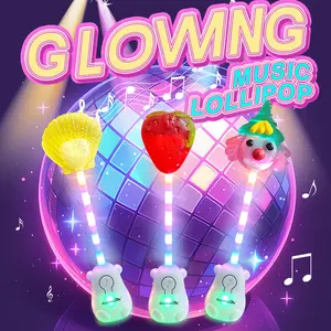 Colorful Light Music Lollipop | Music + Light Dual Modes | Bone Conduction Technology | Halal Certified | Sugar Free | Strawberry / Peach / Lemon 3 Fruit Flavors | Strawberry / Clown / Shell 3 Shapes | Glowing Lollipop #SummerVibes