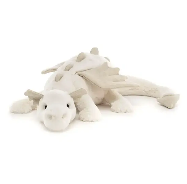 Jellycat Snow Dragon Stuffed Animal - Mythical Plush Toy - Classic Children's Gift