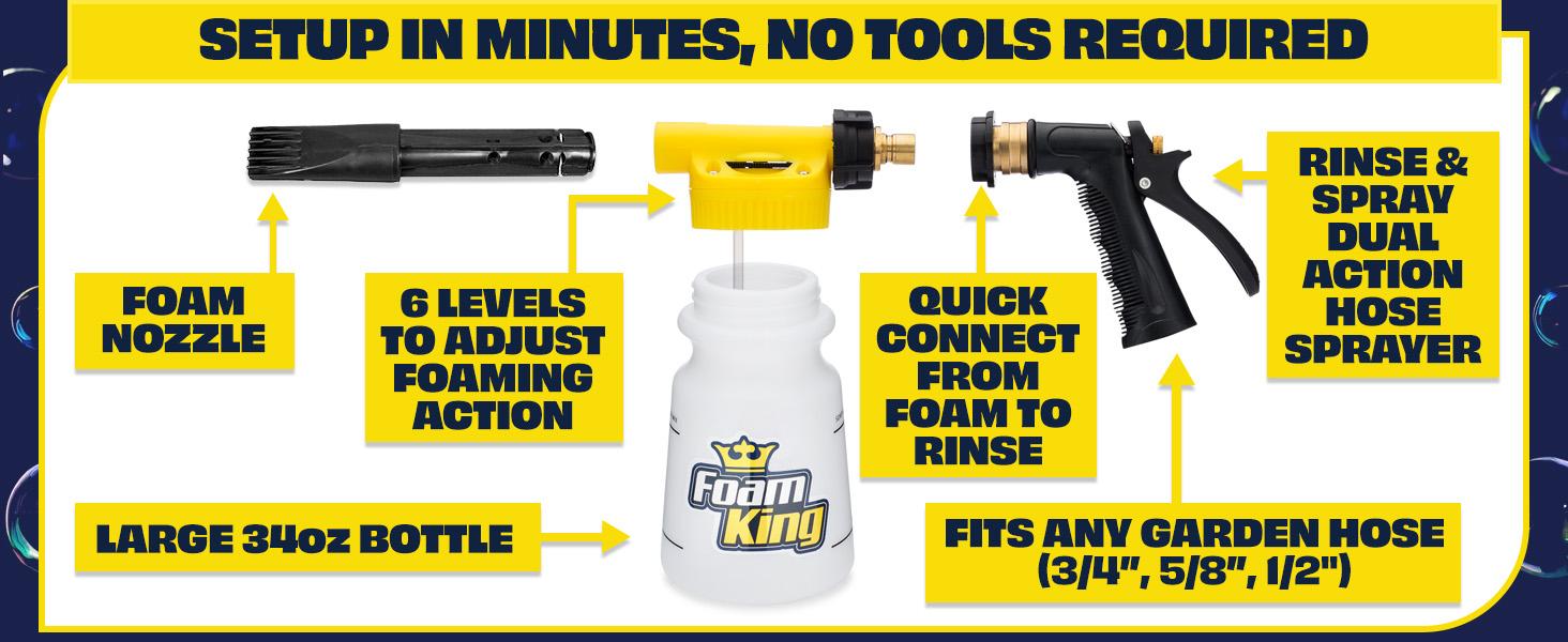 Car Wash Foam Gun & Microfiber Mitt Kit - Adjustable Dial Thick Foaming Hose Thread Fit Garden Hose Attachment, Home Car Wash Scratch-Free Cleaner for Vehicles, Auto Detailing Soap Sprayer