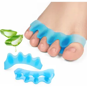Gel Toe Separators for Toe Alignment - Silicone Toe Spacers for Bunions - Toe Spreaders for Straightening Overlapping Toes - Big Toe Corrector for Women & Men (2 Pairs, Blue)
