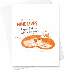 Funny Happy Anniversary Card - Nine Lives Theme C-375