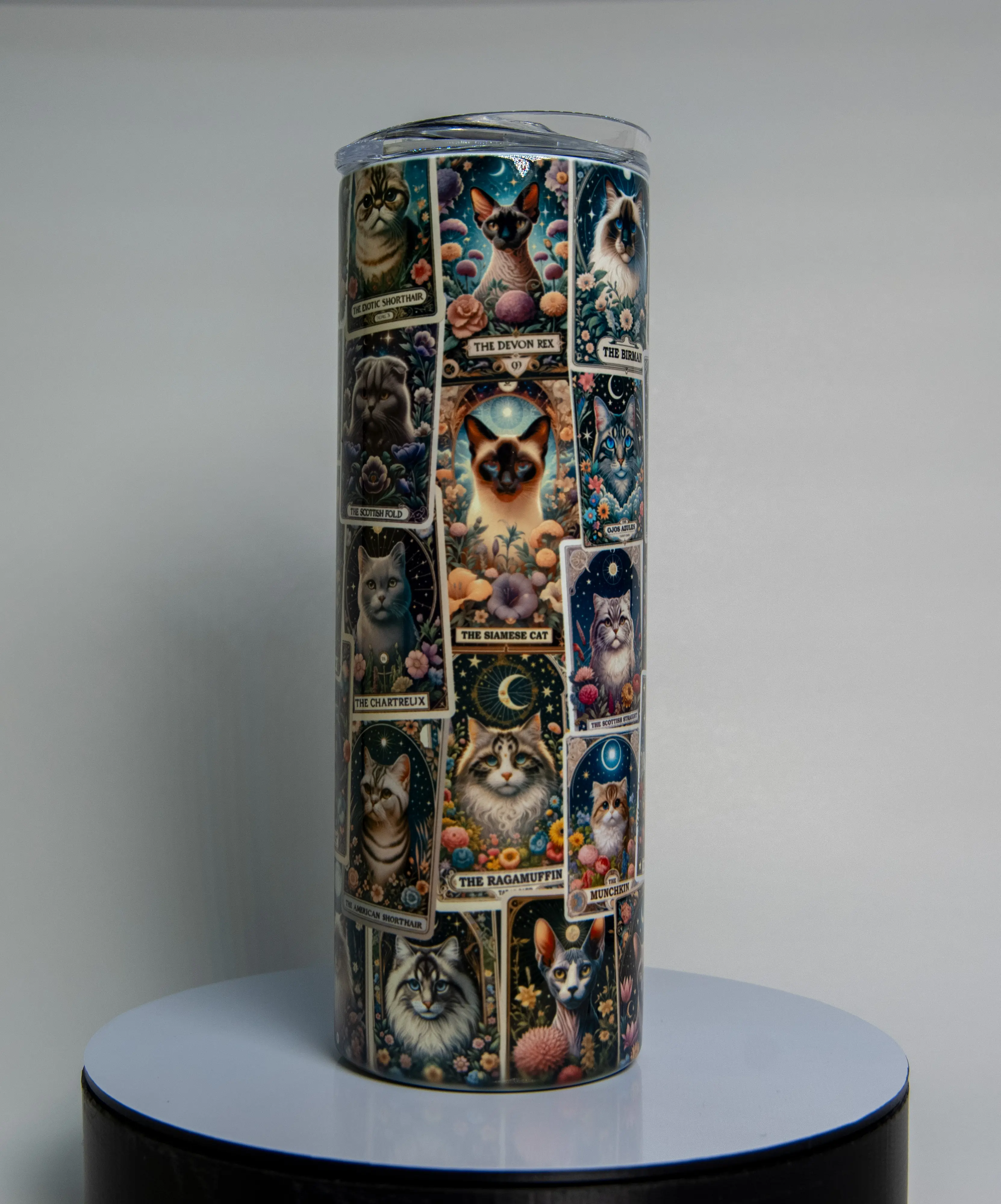 Custom Cute Cat Tarot Card 20 oz Tumbler for Hot or Cold Beverages