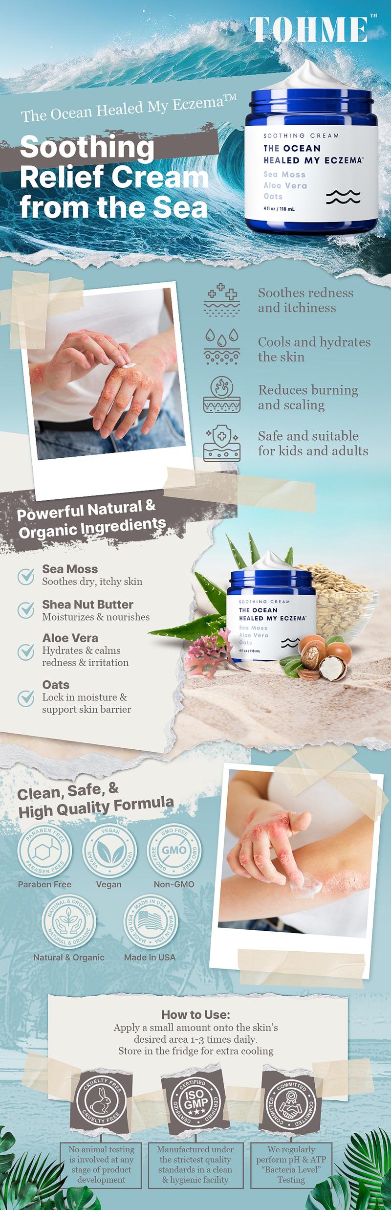 Natural Soothing Cream with Sea Moss & Oats - Eczema & Psoriasis Relief - Ocean Minerals - for Sensitive Skin - Hydrating Eczema Cream for Dry Skin Natural Soothing Cream with Sea Moss & Oats - Eczema & Psoriasis Relief - Ocean Minerals - for Sensitive Skin - Hydrating Eczema Cream for Dry Skin
