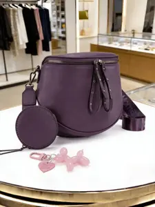 New Fashion Retro Women's Saddle Bag, Lychee Pattern Design, Wide Strap, Shoulder or Crossbody, Stylish and Versatile Accessory