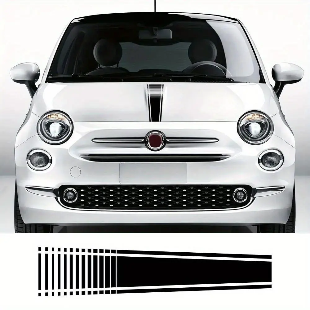 For Fiat 500 Abarth Car Hood Stickers: DIY Stripes Tuning Decals for Vinyl Film - Space Theme, Reusable, Adhesive Backing, Decal For Cars, Automotive Decoration, Vehicle Decoration