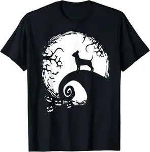 Chihuahua Dog Halloween With Moon Pumpkin Silhouette T-Shirt - Judithca Shop 81B08GL2T13S