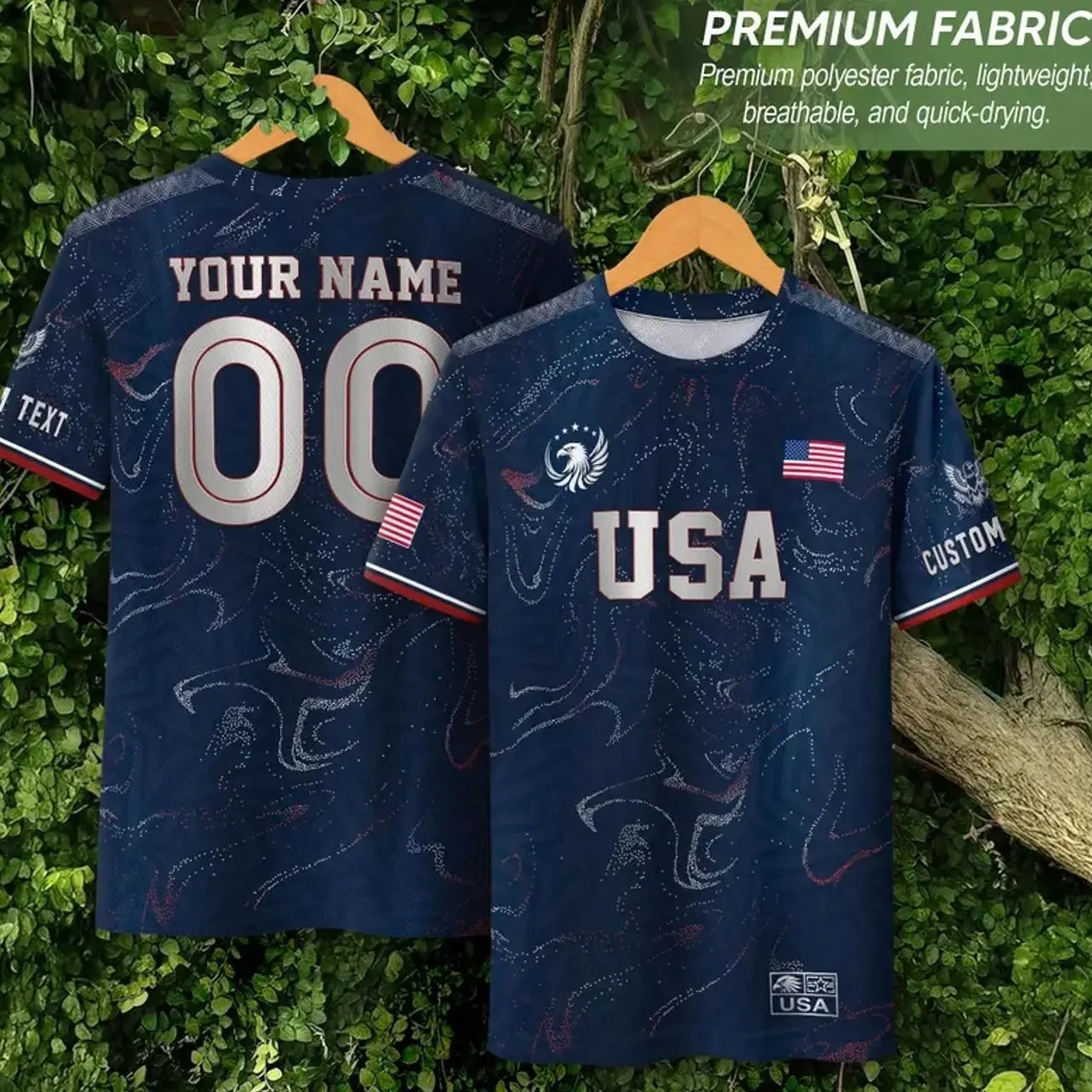 (1 Piece) Personalized 2026 USA soccer jersey, custom USA soccer jersey for men, women, game-day fan apparel, USA national team soccer jersey.