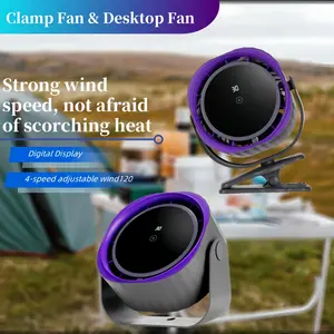Portable Clip & Desktop Fan Touch Screen 360° Adjustable Wireless Wall Fan  3600mAh Rechargeable  Silent Cordless Strong Clamp Fan for Home/Office/Travel/Camping