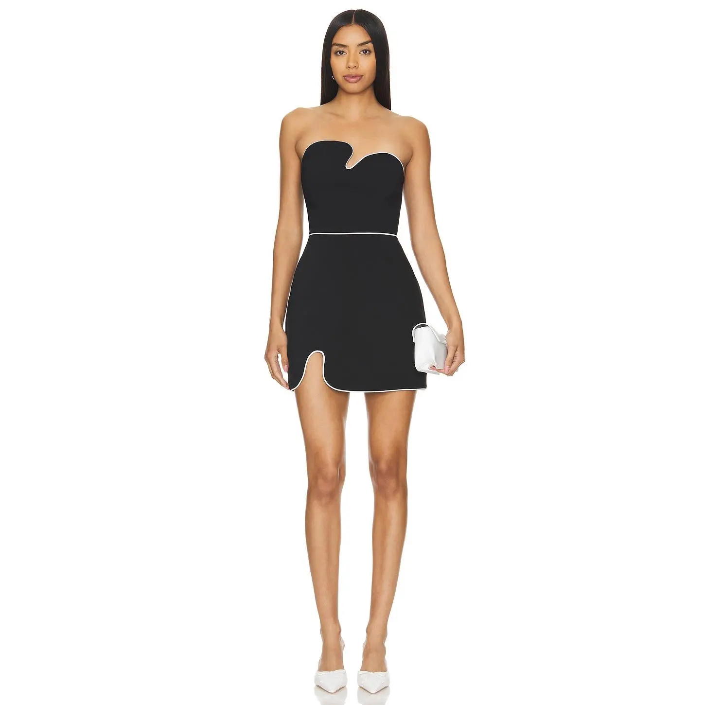 Amanda Uprichard Strapless Puzzle Dress in Black & White