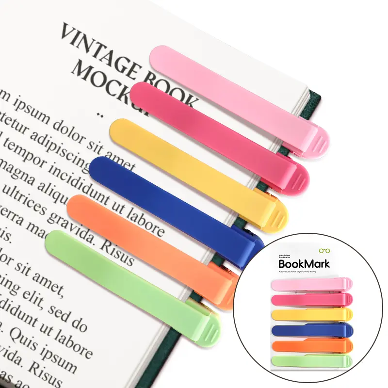 6pcs Silicone Automatic Flip Clip Bookmarks - Durable, Easy-to-Use Office Stationery for Book Lovers, Great Gifts for All Ages to Enhance Reading Experience