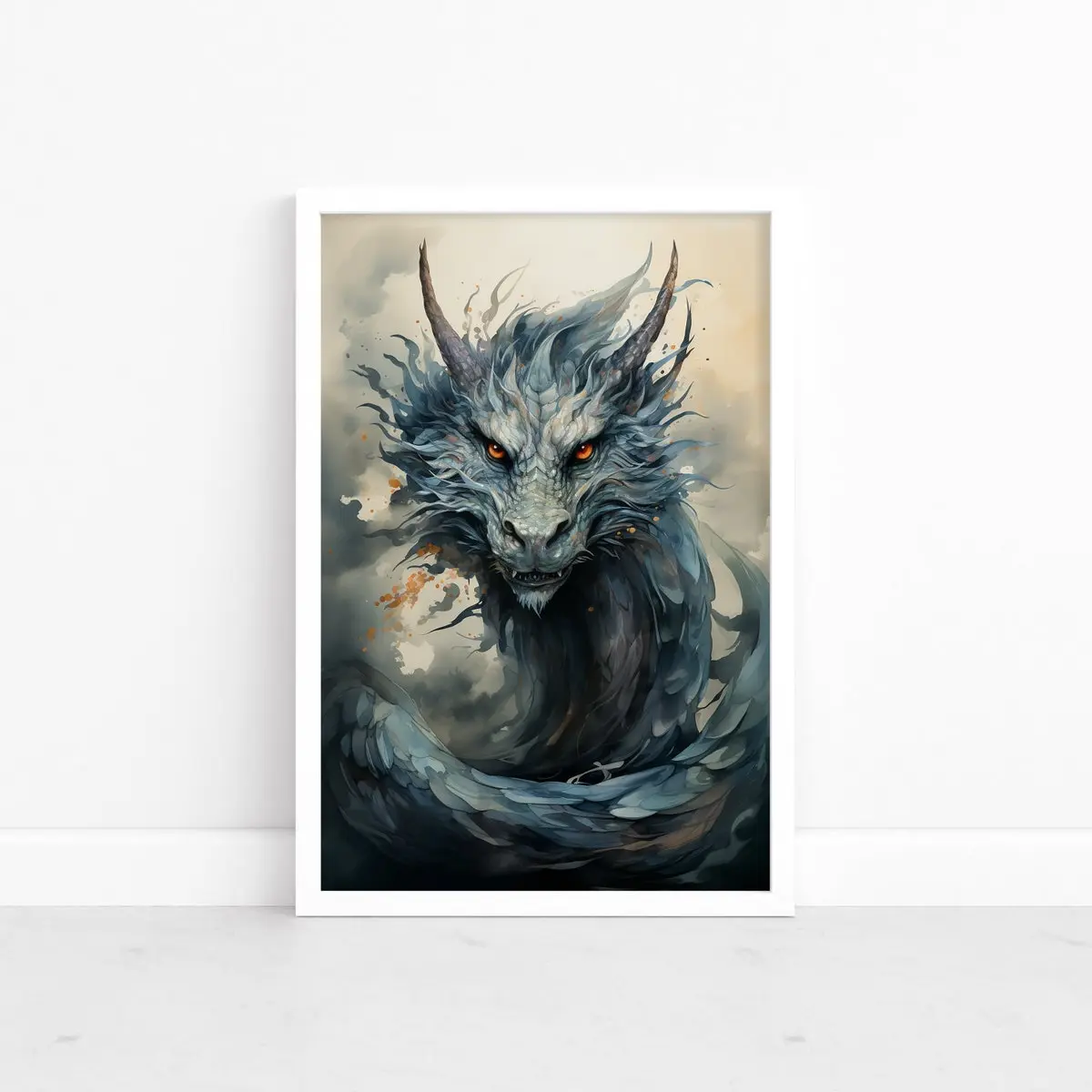 Japanese Dragon Art Poster | Mystical Japan Wall Decor | Serene Landscape Print | Asian Inspired Home Art | Unframed