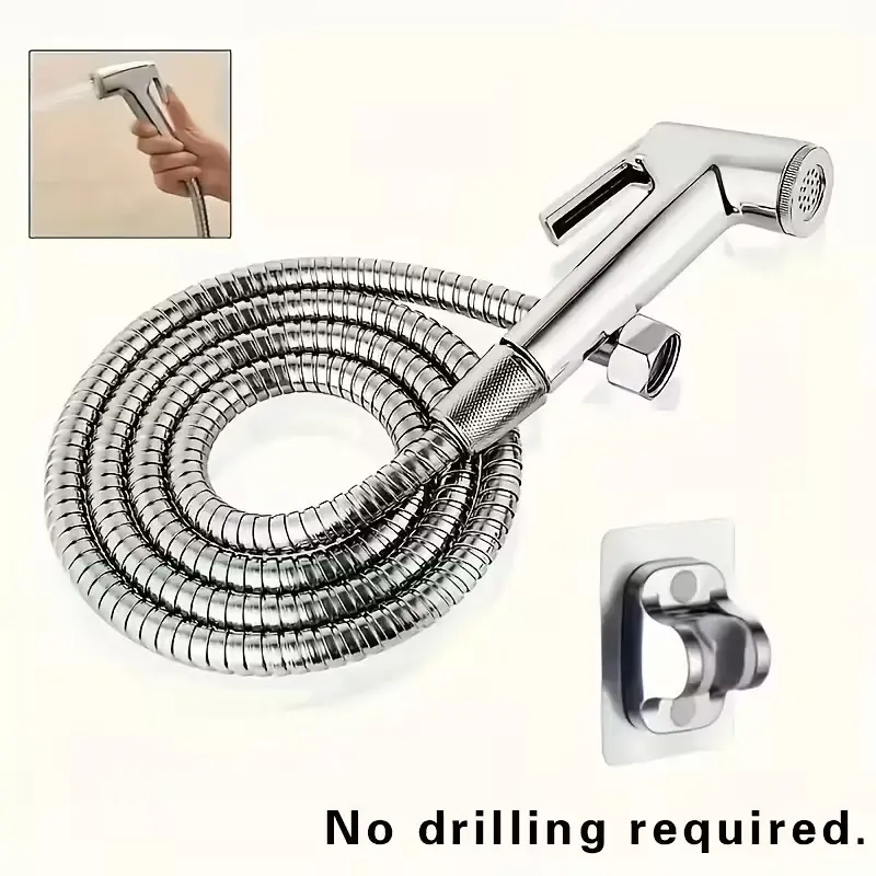 Stainless Steel Toilet Spray Kit with Compressed Valve – Adjustable Bidet Sprayer for RV, Camper, Boat & Marine Toilets – Heavy-Duty Manual Water Spray Set with Hose & Adapter