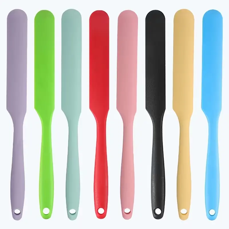 8pcs Jar Spatula, Silicone Jar Scraper with Long Handle, 9.45inch*0.87inch, Jam Spreader Cake Cream Butter Spatulas, Kitchen Must Have Small Silicone Spatula, Jar Blender Waxing Sticks Large with Slant for Hard Wax