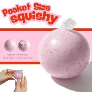 Strawberry Custard Puff Squishy Stress Ball—Sensory Fidget Squeeze Toy Gift