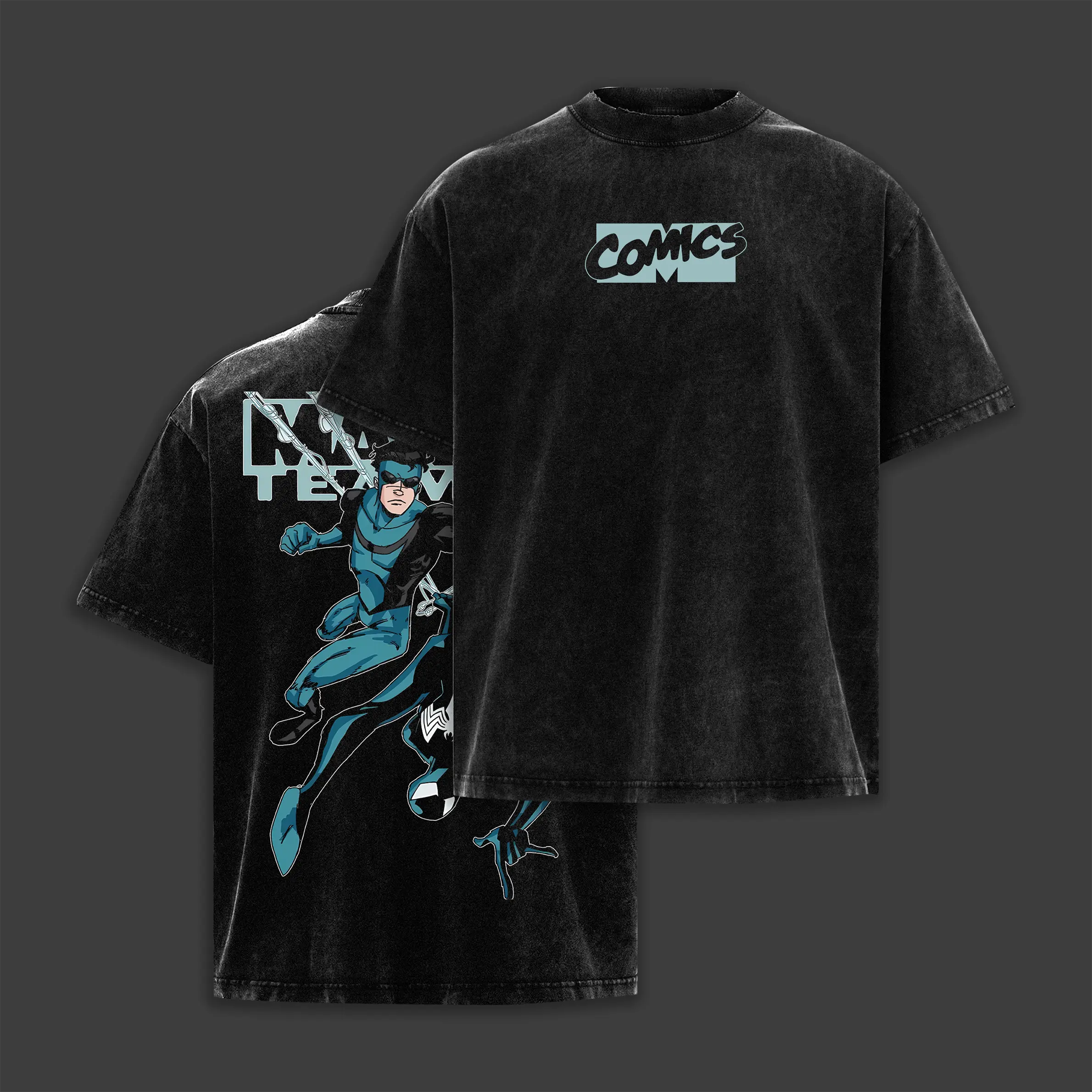 Men's Invincible Graphic T-Shirt | Vintage Acid Washed Oversized Round Neck | Heavyweight 230gsm Premium Cotton Apparel with Soft Feel & Double-Sided Print