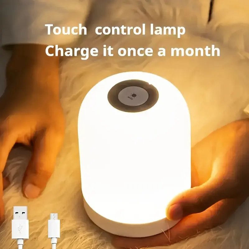 Touch LED Warm Light Night Lamp, Adjustable Desk Lamp, Three Color Warm LED, USB Charging, Portable Touch Night Lamp, Decorative Night Light, Modern Night Lights, Indoor Lighting