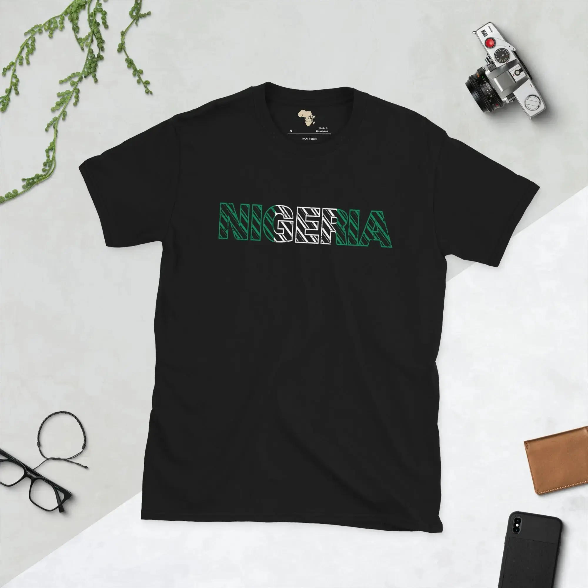 Nigerian flag text Short-Sleeve Unisex T-Shirt
