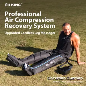 FIT KING Upgraded Cordless Leg Massager Recovery Boots, Professional Air Compression Recovery System, Reduces Muscle Pain and Improves Circulation, Warm-up and Fast Recovery for Athletes, Zone Massage Optional