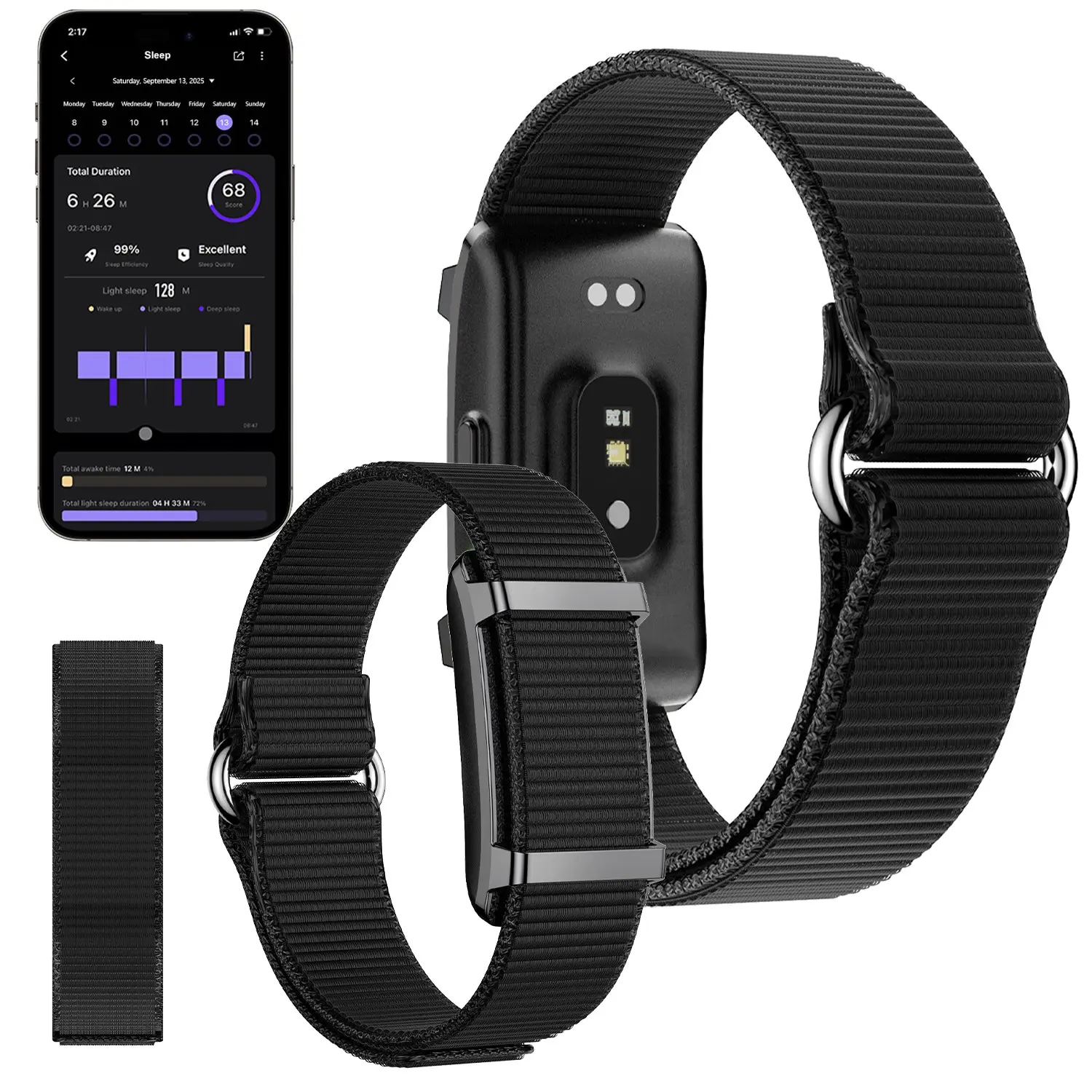 Innovative screenless smart wristband, wearable activity and fitness tracker wristband, 24-hour sleep tracker, 24-hour continuous heart rate, blood pressure and pressure HRV monitor, 24/7 heart rate, 170+sports mode smart wristband, 1 wristband, free APP