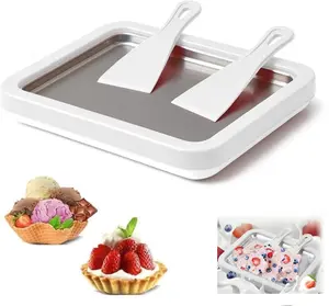 Rolled Ice Cream Maker, Freezing Plate with 2 Spatulas, No Power Required,  DIY Tray for Homemade Rolled Ice Cream,  Suitable for Families and Parties, Ice Cream Maker Machine, At Home Rolled Ice Cream Kit