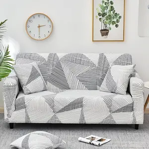 Modern 1pc Printed Elastic Spandex Sofa Cover, Living Room Protection Solution for L-shaped Recliner, Concubine Combination & 1/2/3/4 Seater Sofa Cushions, Couch Cover For Sofa, Geometric Print