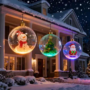 holiday 1pc 25.98inch Ball Ornaments, Classic Breathable Christmas Outdoor Decoration, Ball-in-Ball PVC Thickened Material Giant Inflatable Ball, Santa Claus, Christmas Tree, Snowman Decoration, Outdoor Balloon Courtyard Decoration Cartoon Pattern Drinkin