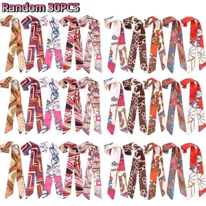 30pcs Women Handbag Head Scarf Hair Purse Scarf Handle Ribbon Satin Head Neckerchief Headband Charm for Gifts