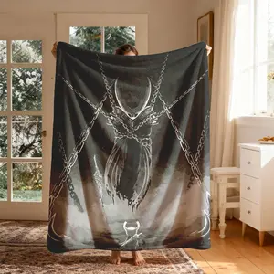 Hollow Knight Theme Flannel Blanket, Large Size, Soft Lightweight Warm, Perfect for Bed Sofa Office Camping Travel, Christmas Gift