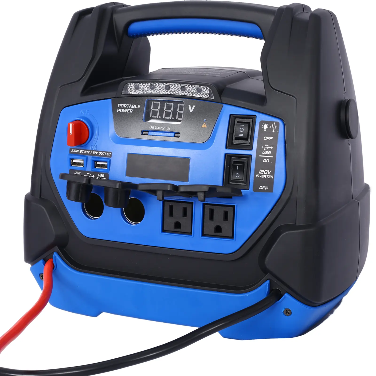 Rechargeable  Jump Starter for Gas Diesel Vehicles - 1800 Amps with Air Compressor and AC, 12V DC, USB Power Station