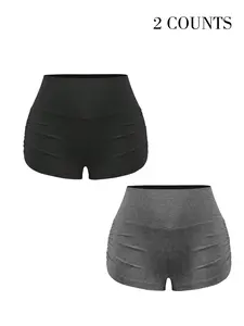 Y2K High Waisted Yoga Shorts, Slim Fit Elastic Waist, Casual Sporty Style, Deep, Spring Summer Comfortable