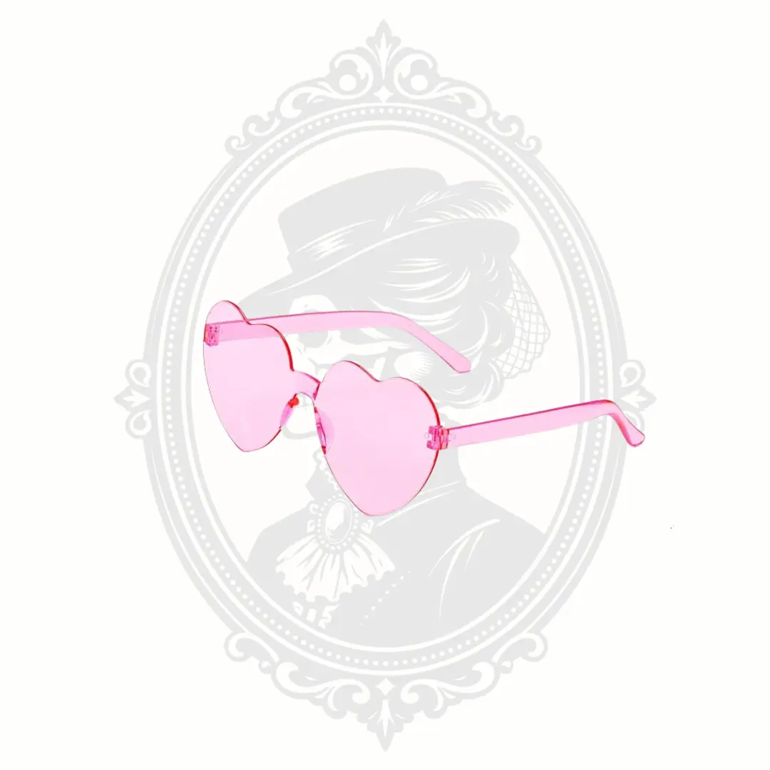 Retro Heart-Shaped Sunglasses – Assorted Colors – Rimless Novelty Sunglasses – Individually Wrapped