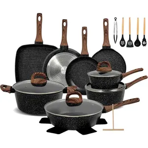 Nonstick Pots and Pans Set, 25-Piece Ceramic Cookware Set, Induction Kitchen Cooking Set with Frying Pans Saucepans & Utensils, Healthy Non-toxic, PFAS/PTFE/PFOA Free, Black