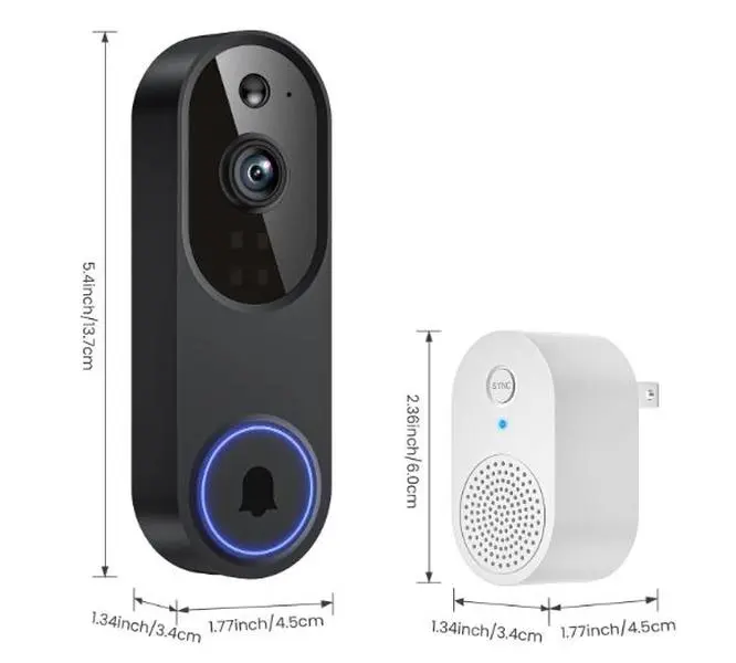 Orbitell 1080p Wireless Wi-Fi Video Doorbell Camera - 2-Way Audio, Night Vision, Cloud Storage, Smart AI Motion Detection, 2.4GHz Wi-Fi Only, for Home Security Surveillance
